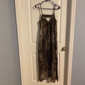 Pink Stitch Spaghetti Strap Cheetah Dress